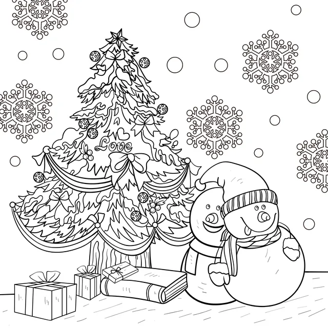 Christmas Tree and Snowmen