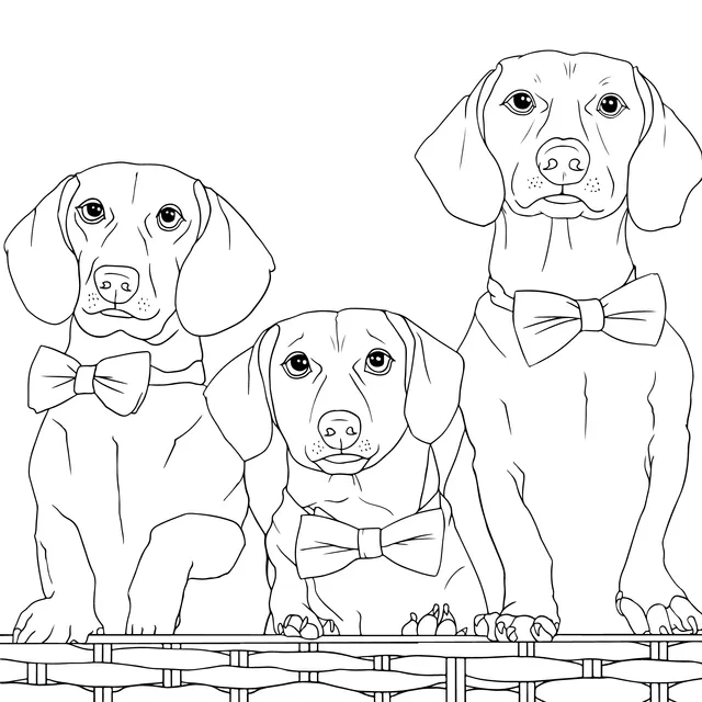 Three Puppies with Bow - ties