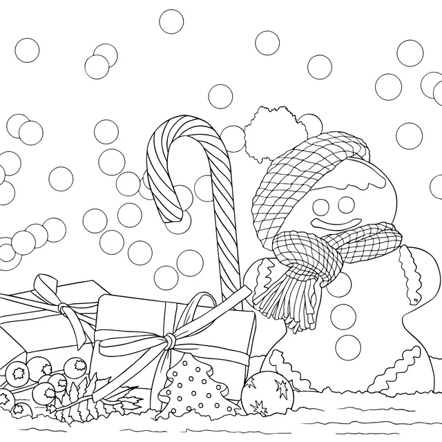 A Festively - Dressed Gingerbread Man and Gifts