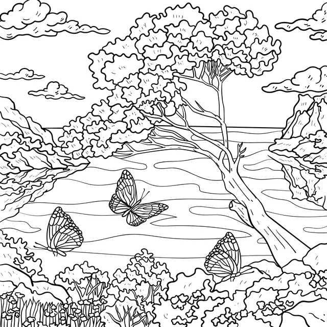 Butterflies Dancing by the Seaside
