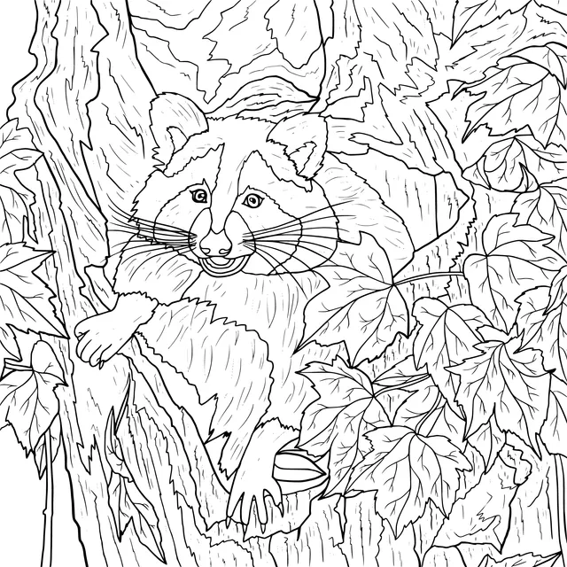 Raccoon in the Tree Hole