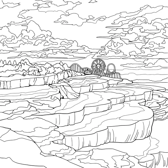 Scenery of an amusement park by the sea