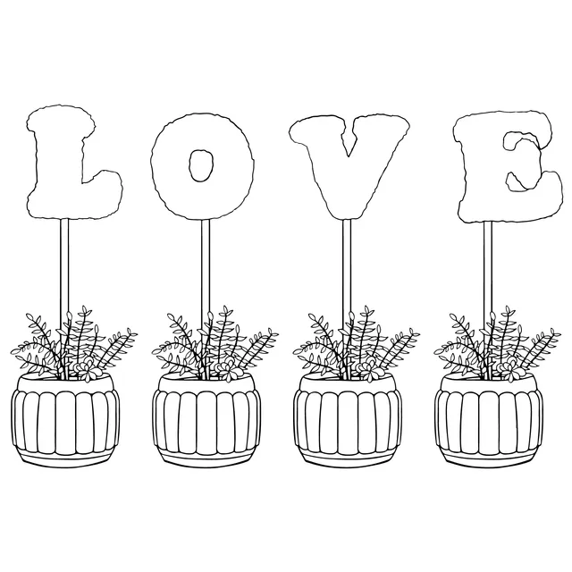 Love made of potted plants