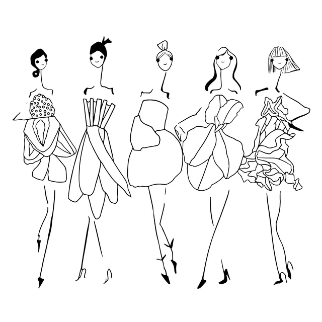 Colorful Fashionable Women's Clothing Illustration
