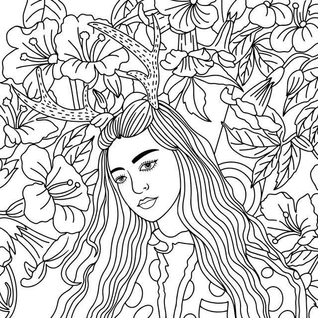 Maiden with Antlers among Flowers
