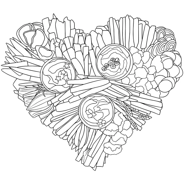 Heart - shaped vegetable combination