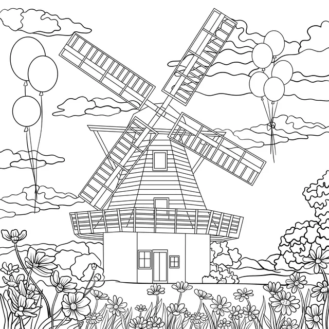 Windmill and Flower Sea