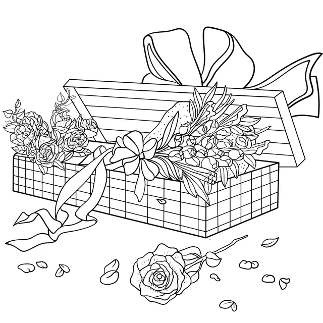 Gift box filled with flowers