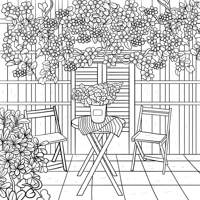 A Flower - Adorned Outdoor Relaxing Corner