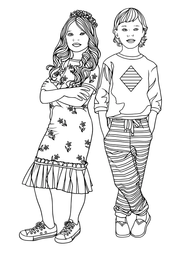 Two stylish - dressed children