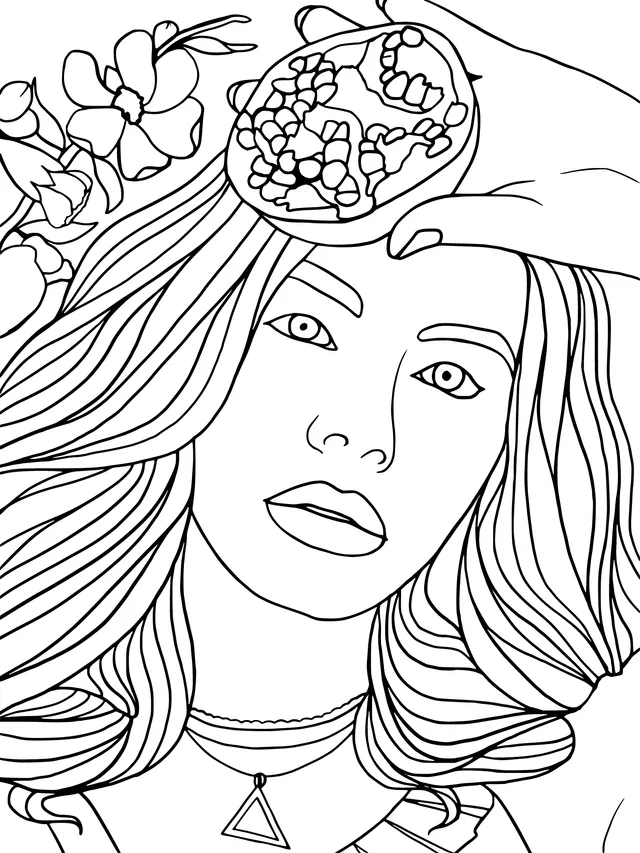 Dreamy Woman Holding a Pomegranate