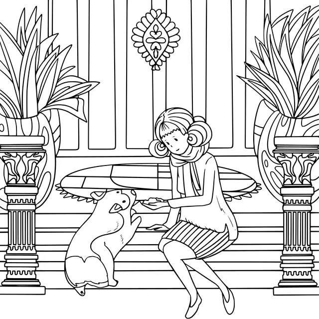 Warm Interaction between a Woman and a Dog