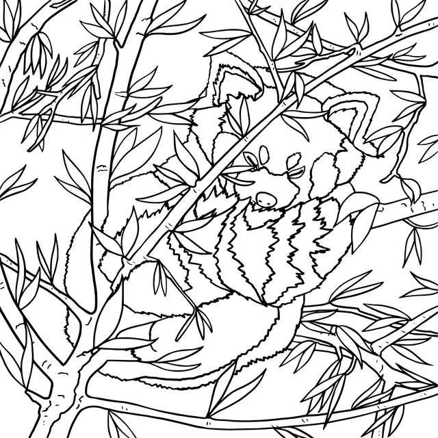 Red panda resting among the branches