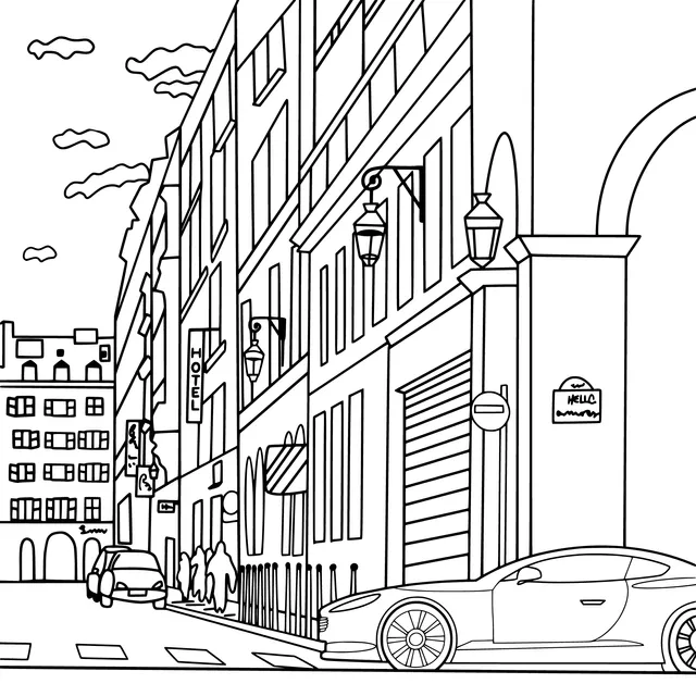 Colorful City Street Scene