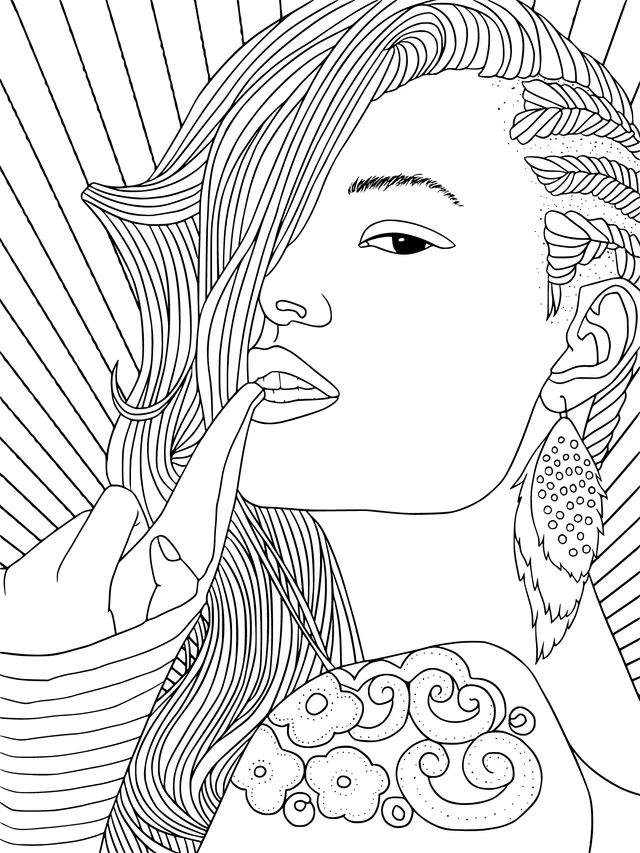 Fashionable Woman with Blue Hair