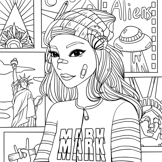 Trendy Girl with Diverse Elements