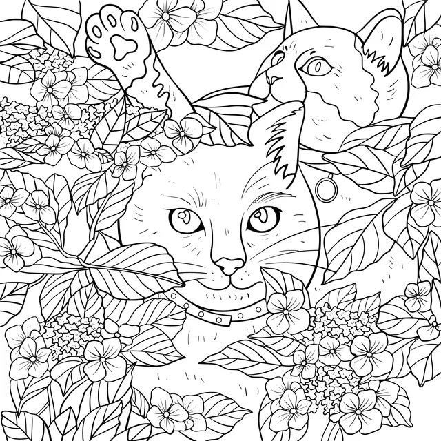 Cats in the Flower丛