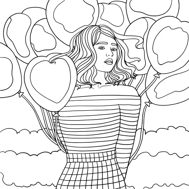 Woman Holding Balloons