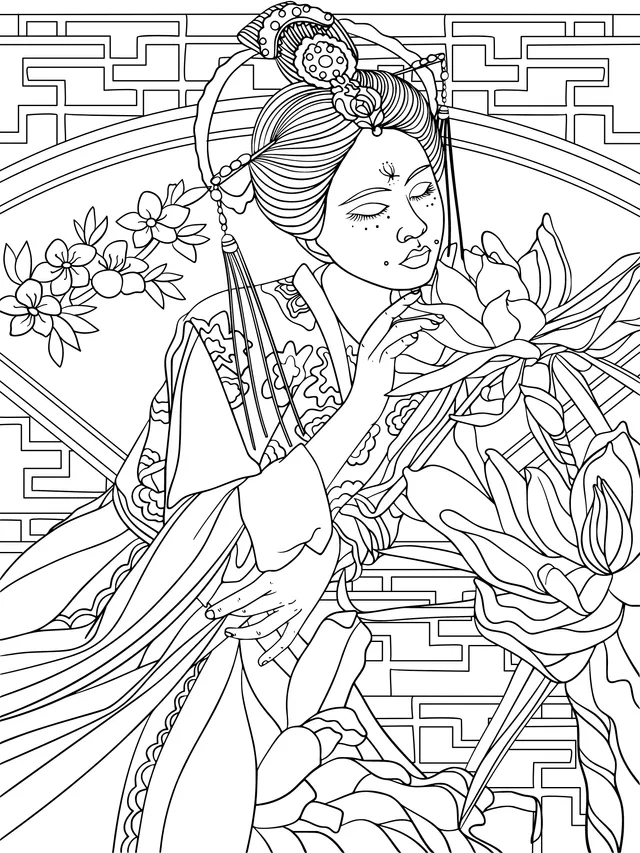 Classical Woman Holding Flowers