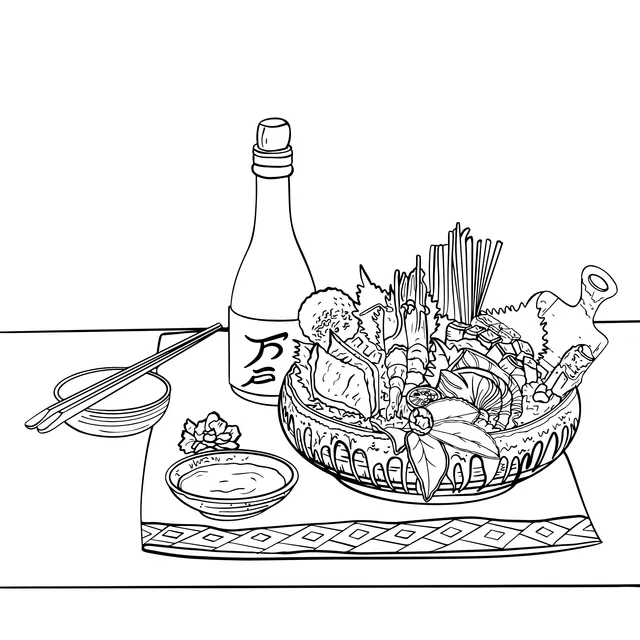 Japanese Sashimi Platter and Sake