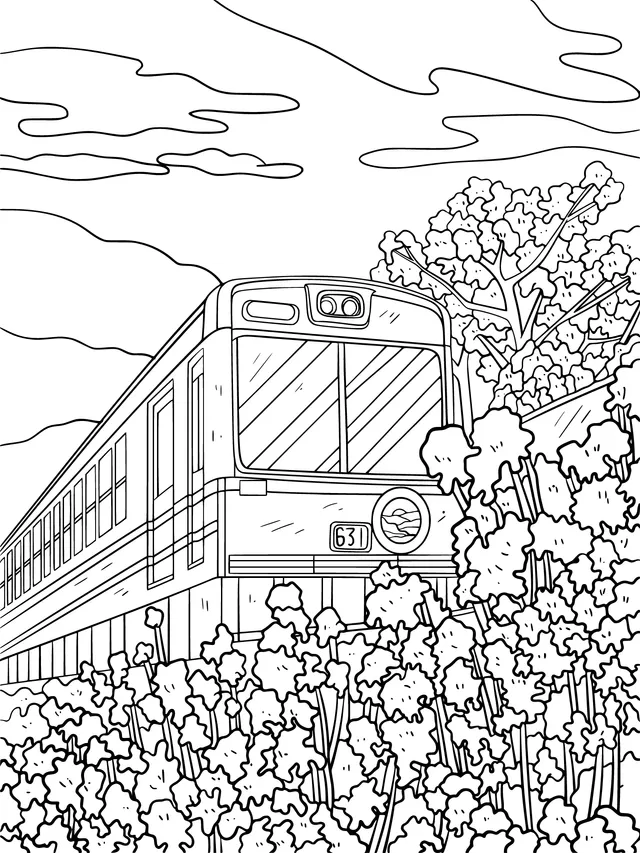 Train amidst Blooming Flowers