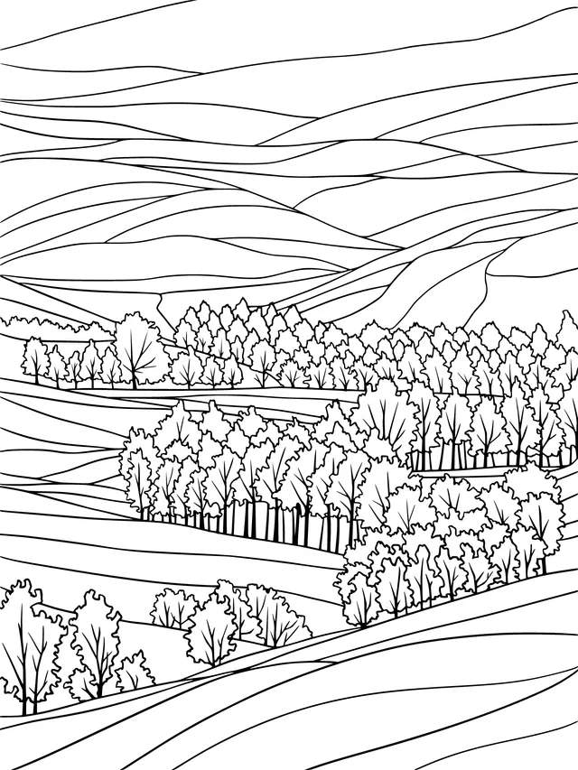 Colorful Groves amidst Verdant Hills