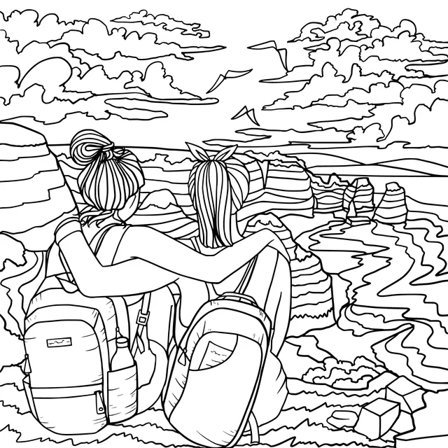 Close friends enjoying the beautiful scenery together