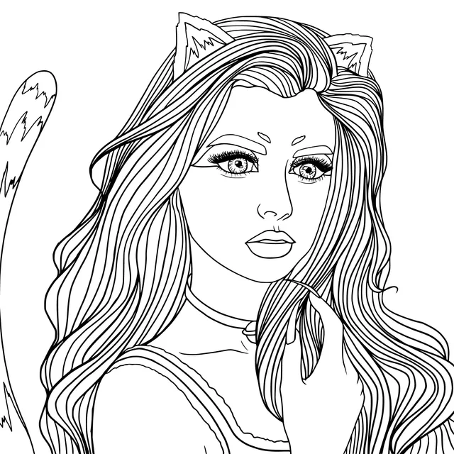 Girl with cat - ears and cat - tail