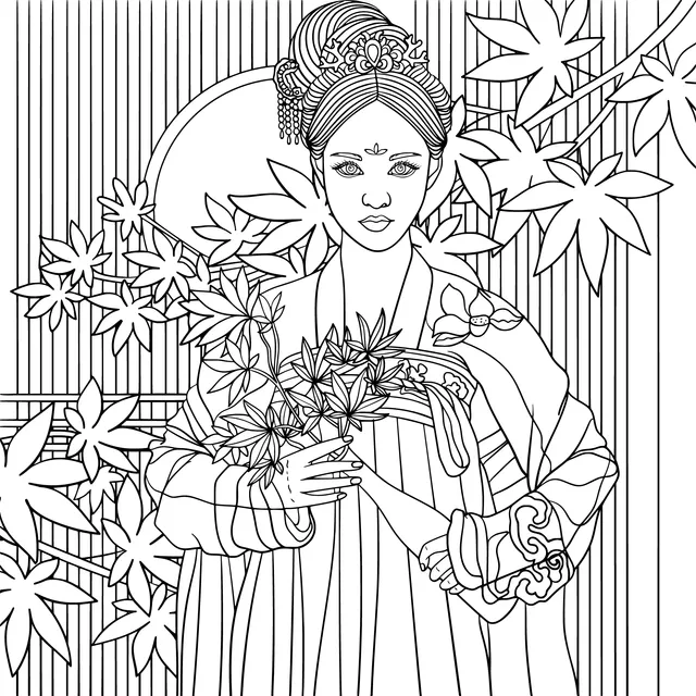 Ancient - styled Woman Holding Flowers