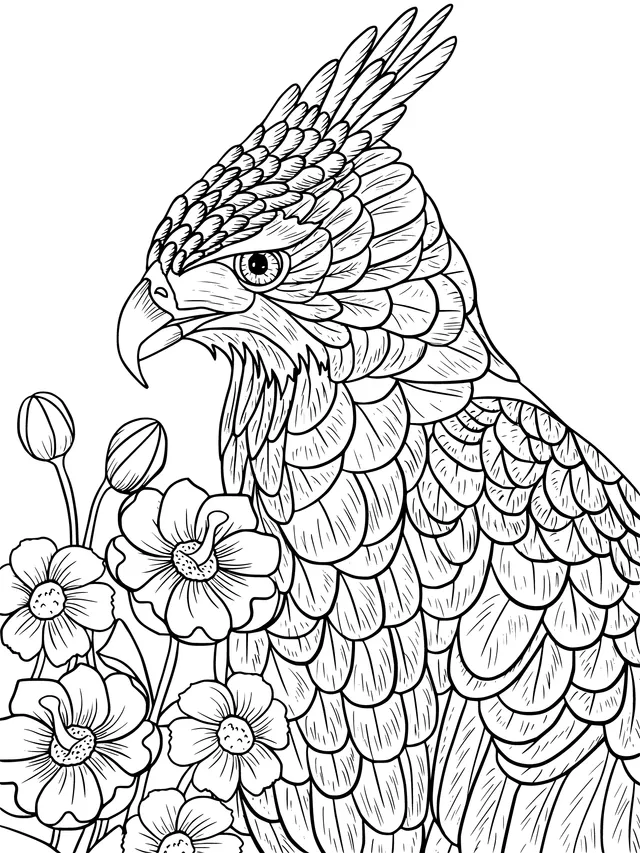 Colorful Parrot and Flowers