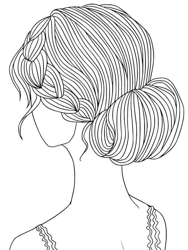 Blue hairstyle with a bun