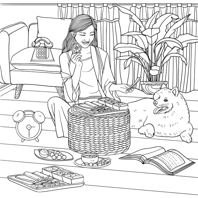 Leisurely Snacking Time with Pet