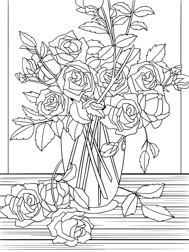 Colorful Roses in a Vase