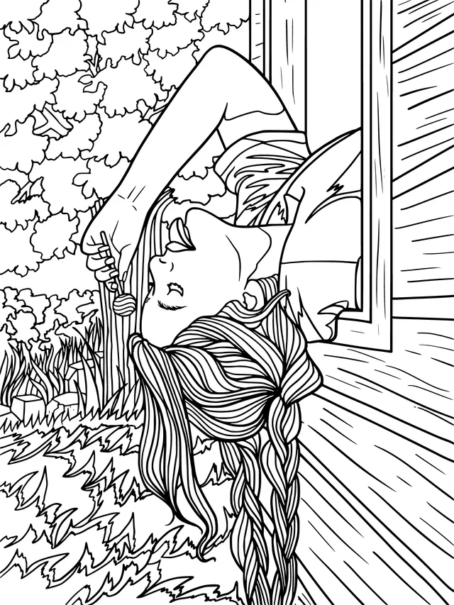 Girl leaning out of the window and eating ice - cream