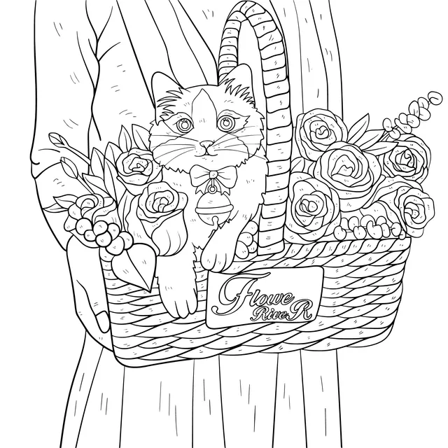 Cat in the Flower Basket