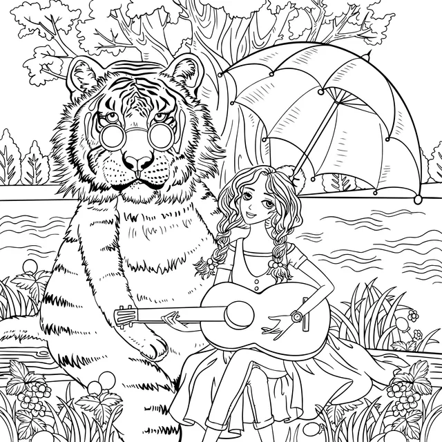 A Girl's Musical Time with a Tiger