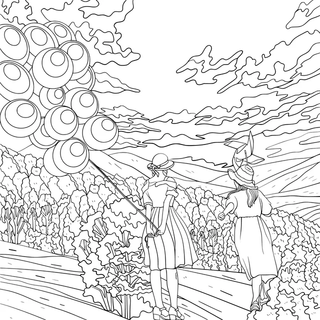 Balloons and Paper - plane in the Field