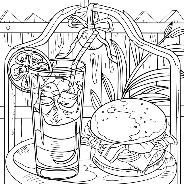 Refreshing Drink and Delicious Burger