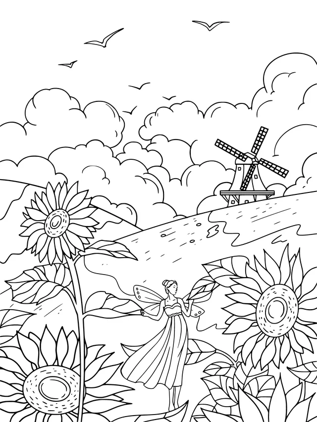 Fairy in the Sunflower Field