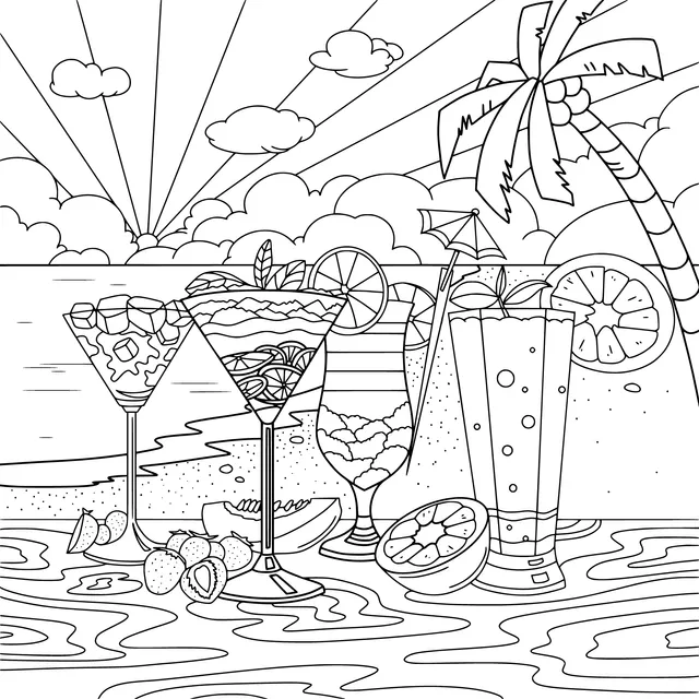 Colorful Drinks on the Beach