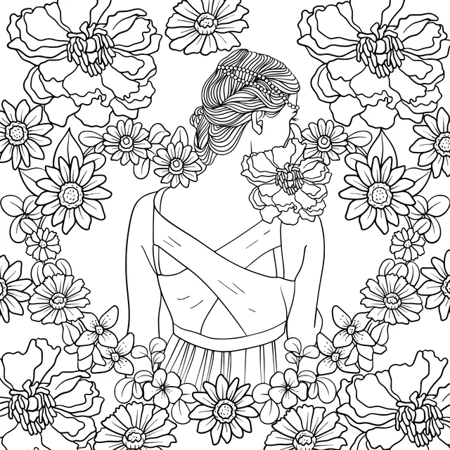 Woman among flowers