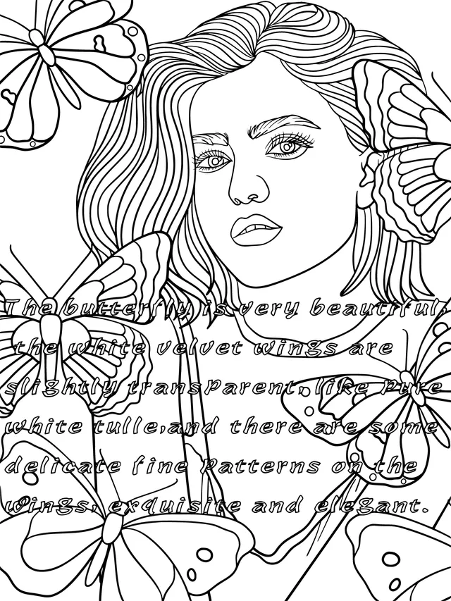 Woman Surrounded by Butterflies