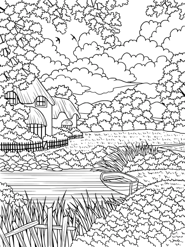 Cottage by the Rural Lake