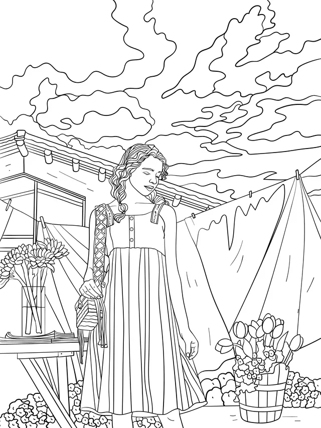 An Elegant Woman in the Courtyard