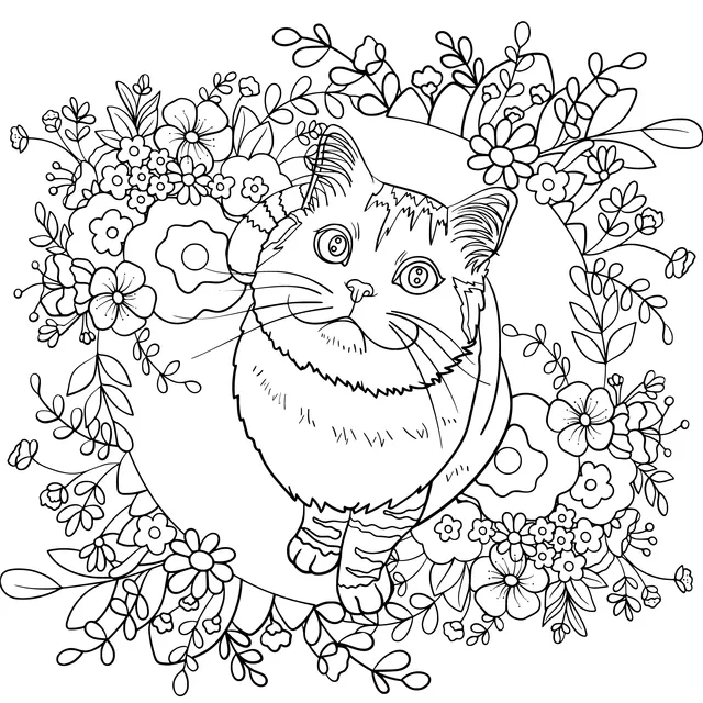 Cat in the flower bed