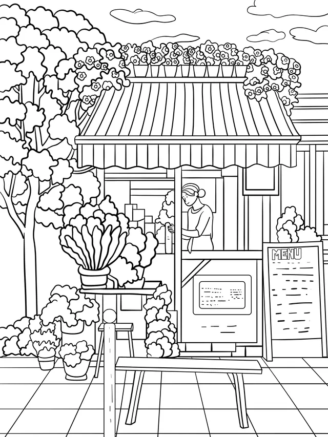 Street - side Greenery Coffee Shop