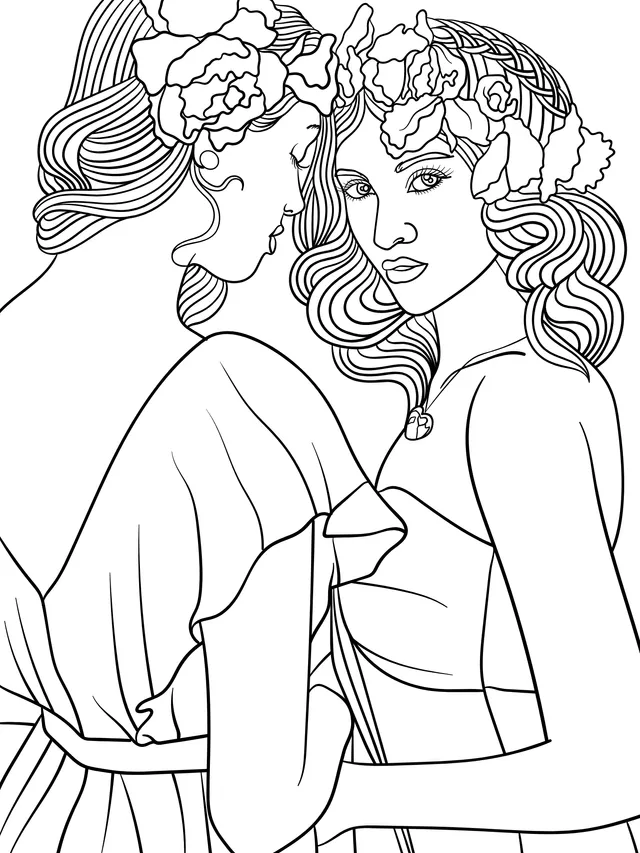 Two Maidens with Flower Ornaments