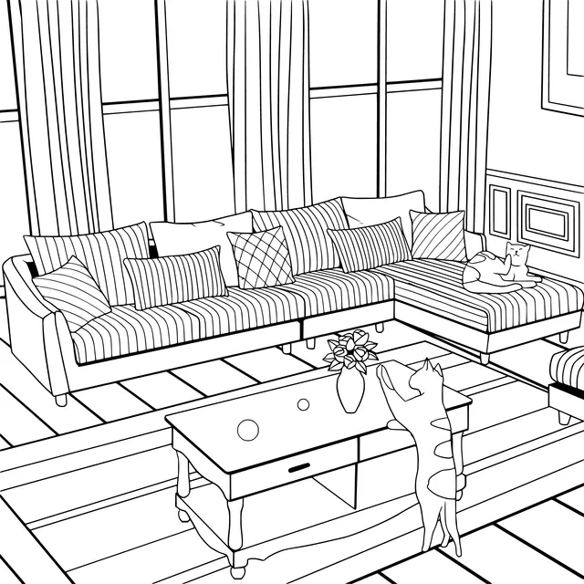 Cats playing in the living - room