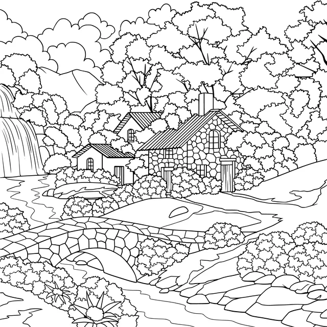 Beautiful Rural Waterfall Scenery