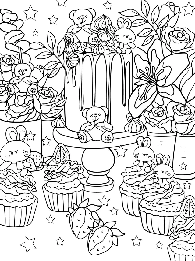 Cute Desserts and Plush Toys Illustration